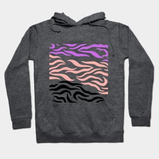 Violet Pink Black wavy pattern in Blck Hoodie